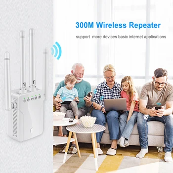 Безжичен ретранслатор 300 Mbps WiFi рутер с 4 външни антени Усилвател на сигнала Удължител Широк обхват на WiFi-повторител