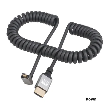 0,5-2,4 М 4K @ 60 Hz Micro HDMI-Съвместим С HDMI Навити удължителен кабел Гъвкав Спирален кабел От щепсела до штекеру Кабел за КОМПЮТЪР, монитор, телевизор