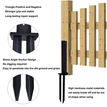 Комплект анкери за ограда от 2 теми Тежки стоманени колове за ремонт на стълб на оградата Котва за взимане на Земята овце за ремонт