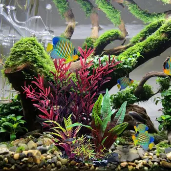 Растения за декор на аквариум, реалистичен аквариума, изкуствени растения за декорация на аквариум със златни рибки и костенурки, украса за дома аквариум с рибки