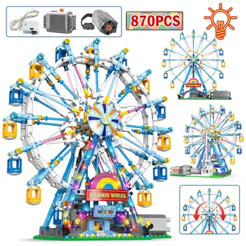 Въртящо се на 360 виенско Колело Набор от градивни блокове Играчки с подсветка Кралят увеселителен парк на Строителни комплекти за деца