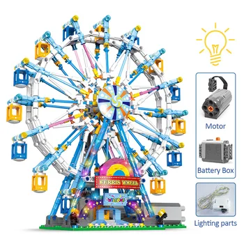 Въртящо се на 360 виенско Колело Набор от градивни блокове Играчки с подсветка Кралят увеселителен парк на Строителни комплекти за деца