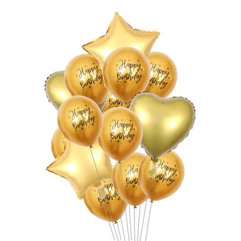 14 бр./компл. 12-инчови Латексови балони честит рожден Ден, на 18-инчов Сърце, Звезда, балон от фолио, Декорация на Сватбени партита, Детски аксесоари за рожден ден