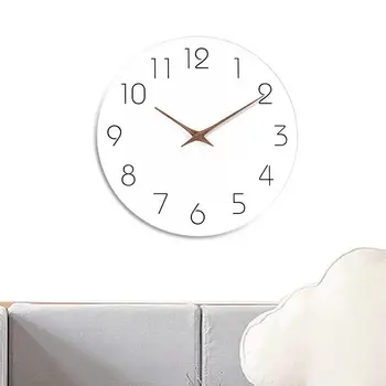 Кварцов безшумни стенен часовник 10 инча, бели модерните къси стенни часовници за дома и офиса, безшумни декоративни часовници на батерии