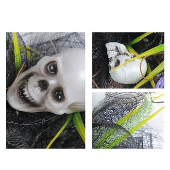15-инчов венец от черепа на Хелоуин за входната врата, готически бижута на ужасите