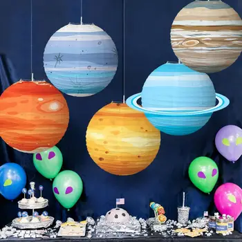 Светлина в слънчевата система, хартиени фенери на слънчевата система, 8 позиции, тематичен декор за парти в чест на рождения ден на децата
