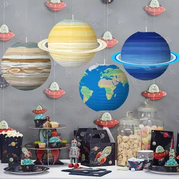 Светлина в слънчевата система, хартиени фенери на слънчевата система, 8 позиции, тематичен декор за парти в чест на рождения ден на децата