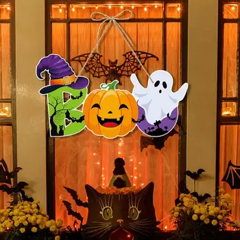 Добре дошли Знак на Хелоуин 14,57x15,55 Инча, Призрачен Декор Врати За Хелоуин, Есен Монтиране на Украса Врати и За Прозорци, Стенни Дървета С