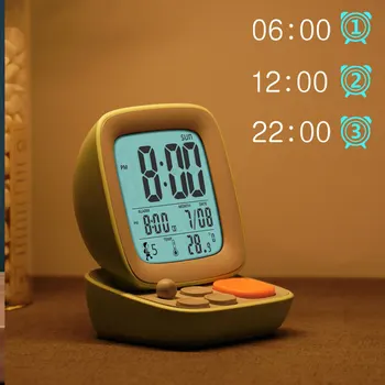 Креативен ретро-будилник, детски електронен Cartoony Прост led творчески умен безшумен кабел за зареждане нощни будилник