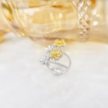 YM2023, Пръстени с жълти диаманти 1,08 карата, Златни диаманти, Сватбени и Годежни дамски пръстени за жени, Пръстени с малки диаманти, подаръци