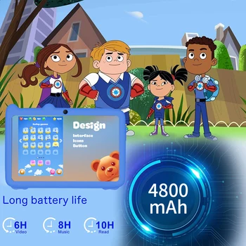 2023 Нов детски таблет 6 GB 128 GB Android 11,0 7,3 см Wifi MTK6793 8 + 16-Мегапикселова Камера на Google Play Таблети на 4800 mah Основната