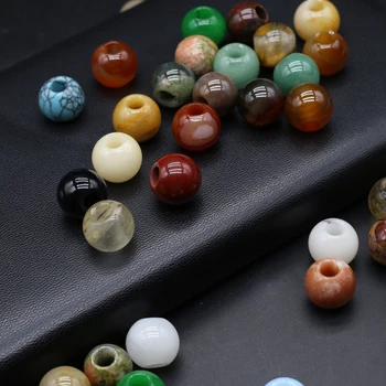 2 бр., естествени полускъпоценни кръгли мъниста в различни цветове, топчета фина форма за направата на бижута 