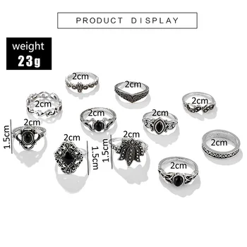 Готически Реколта Комплекти пръстените на юмрук За жени в стил пънк Ретро Бохо, Пръстени с геометрични фигури от Кристалния Камък-Мъжки Бижута в Бохемски стил 2023, Подарък